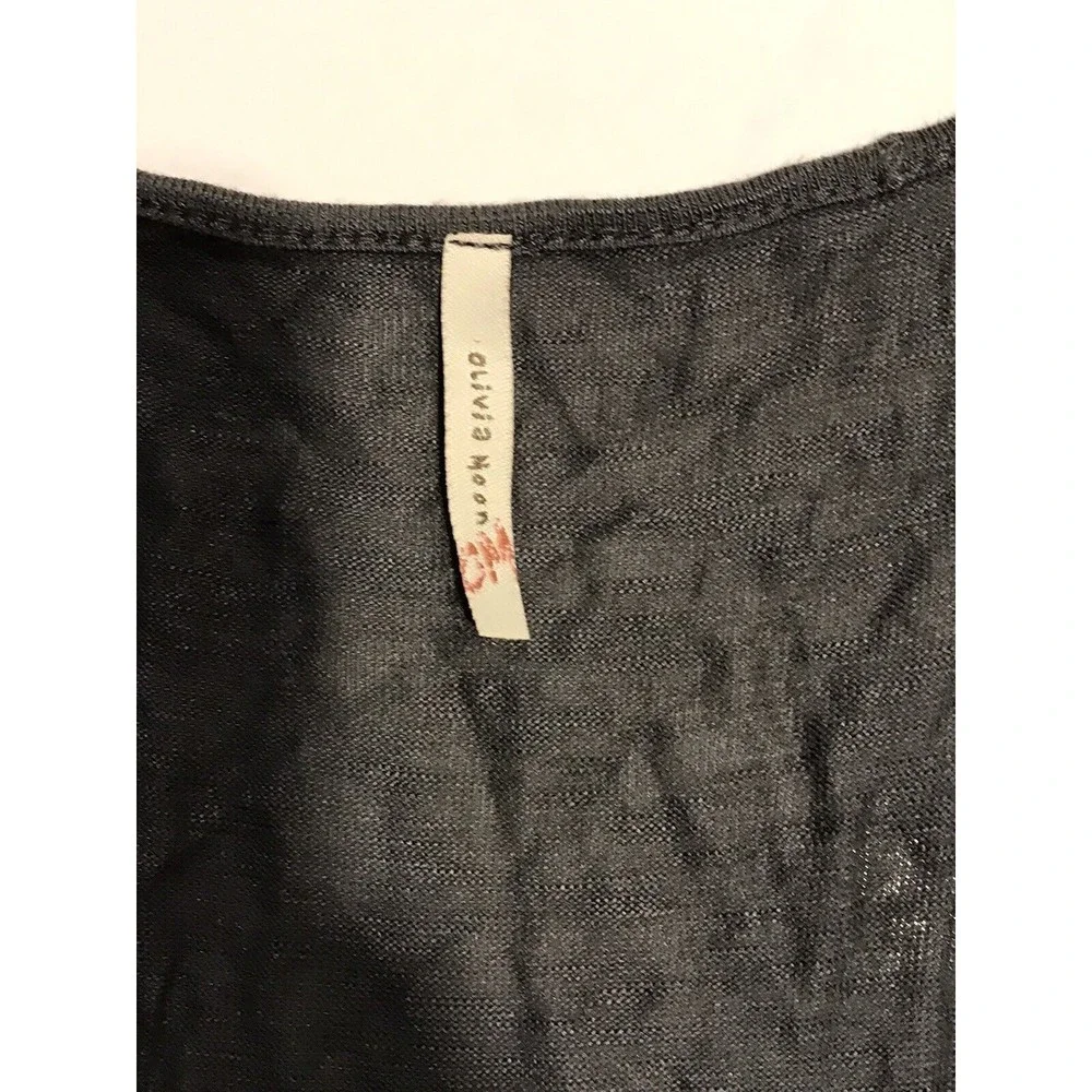 Olivia Moon Tank Top Large Slate Gray Green Scoop Ruffled Neckline Cami Shirt - Picture 2 of 5